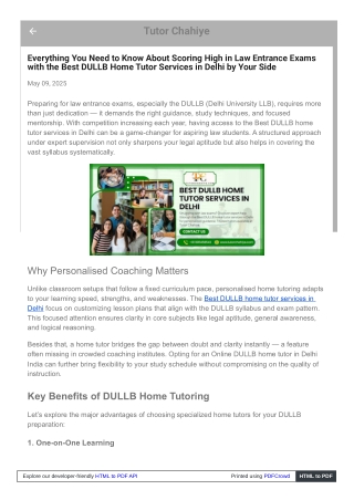 Beat law exams using Best DULLB home tutor services in Delhi