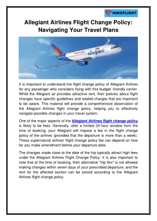 Allegiant Airlines Flight Change Policy Navigating Your Travel Plans