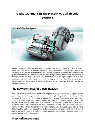 Gasket Solutions In The Present Age Of Electric Vehicles