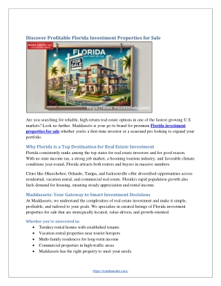 Discover Profitable Florida Investment Properties for Sale