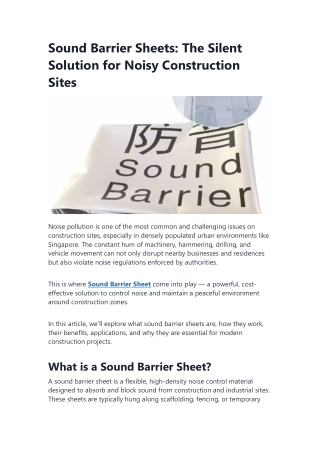 Sound Barrier Sheets The Silent Solution for Noisy Construction Sites