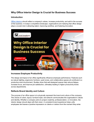 Why Office Interior Design Is Crucial for Business Success