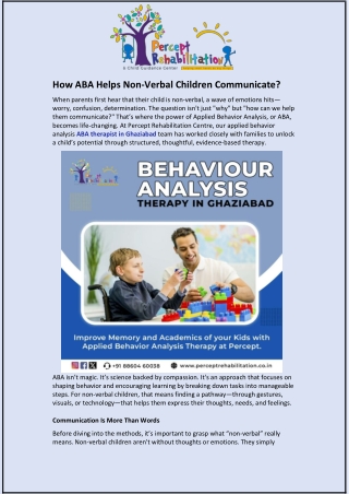 How ABA Helps Non-Verbal Children Communicate