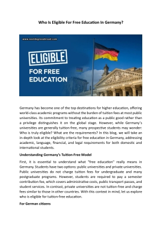 Who Is Eligible For Free Education In Germany?