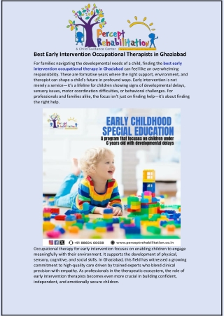Best Early Intervention Occupational Therapists in Ghaziabad