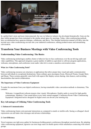 Transform Your Company Meetings with Video Conferencing Resources