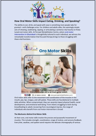 How Oral Motor Skills Impact Eating, Drinking, and Speaking