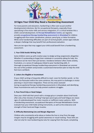 10 Signs Your Child May Need a Handwriting Assessment
