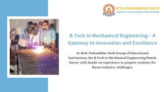 B.Tech in Mechanical Engineering – A Gateway to Innovation and Excellence
