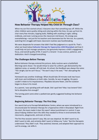 How Behavior Therapy Helped My Child Sit Through Class