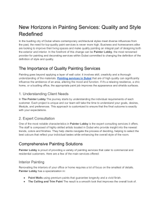new horizons in painting services quality