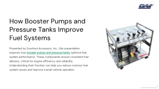 How booster pump and pressure tank improve fuel systems