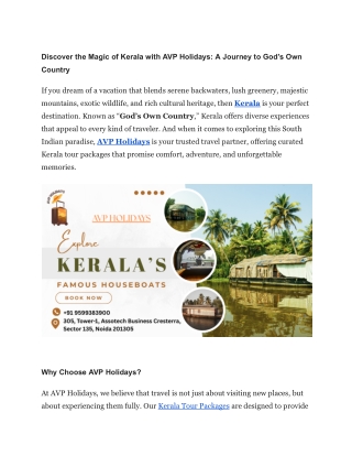 Kerala Tour Package