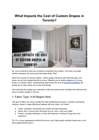 what impacts the cost of custom drapes in toronto
