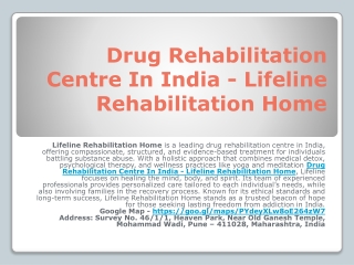 Drug Rehabilitation Centre In India - Lifeline Rehabilitation Home