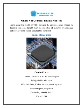 Online Vlsi Courses  Takshila-vlsi.com