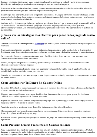 ¿Cómo Ganar En Los Juegos De Casino Online? - Consejos Efectivos Para Ganar
