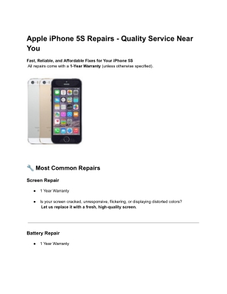 Apple iPhone 5S Repairs - Quality Service Near You