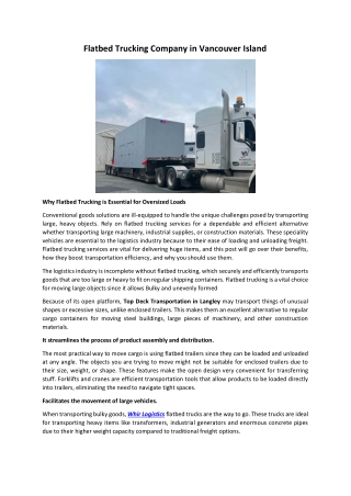 Flatbed Trucking Company in Vancouver Island