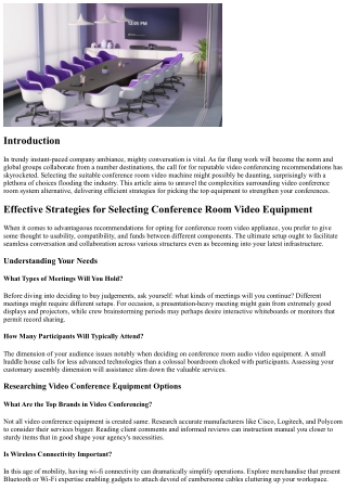Effective Tactics for Selecting Conference Room Video Devices