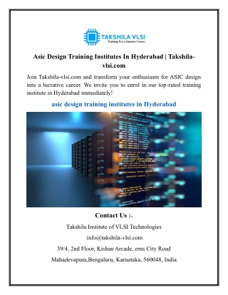 asic design training institutes in hyderabad