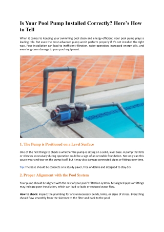 Is Your Pool Pump Installed Correctly? Here’s How to Tell