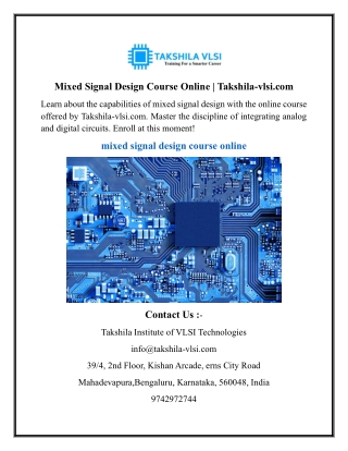 mixed signal design course online takshila vlsi