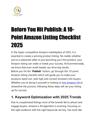 Before You Hit Publish  A 10 Point Amazon Listing Checklist 2025