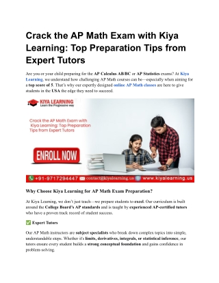 Crack the AP Math Exam with Kiya Learning Top Preparation Tips from Expert Tutors