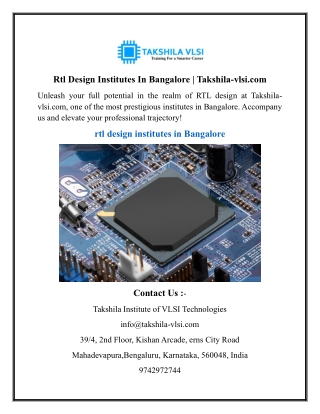 Rtl Design Institutes In Bangalore  Takshila-vlsi.com