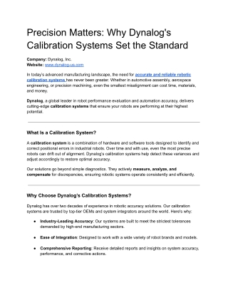 Precision Matters_ Why Dynalog's Calibration Systems Set the Standard