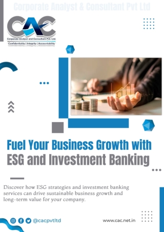 Fuel Your Business Growth with ESG and Investment Banking