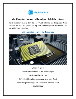 Vlsi Coaching Centers In Bangalore  Takshila-vlsi.com