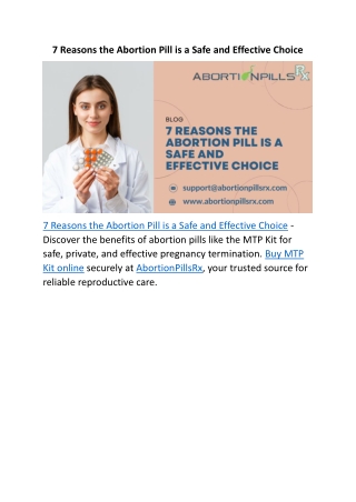 7 Reasons the Abortion Pill is a Safe and Effective Choice