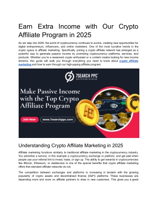 Earn Extra Income with Our Crypto Affiliate Program in 2025