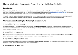 Digital Marketing Services in Pune The Key to Online Visibility