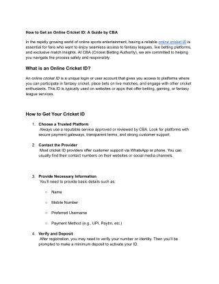 How to Get an Online Cricket ID_ A Guide by CBA