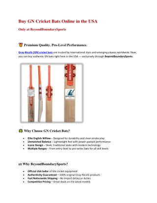 Buy GN Cricket Bats Online in the USA