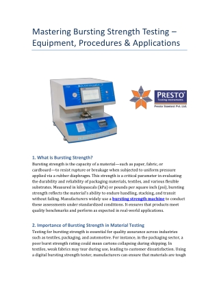 mastering bursting strength testing equipment