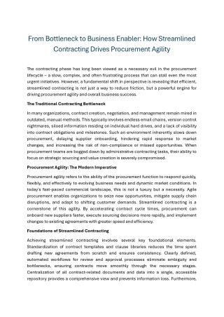 From Bottleneck to Business Enabler How Streamlined Contracting Drives Procurement Agility