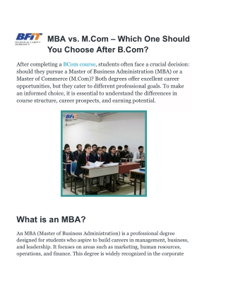 MBA vs. M.Com – Which One Should You Choose After B.Com