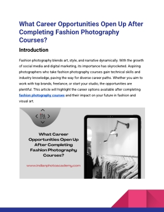 What Career Opportunities Open Up After Completing Fashion Photography Courses_Indian photo academy