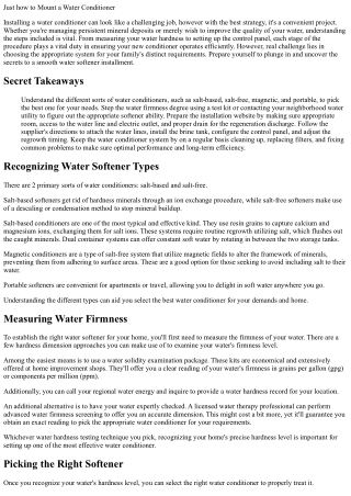 just how to mount a water conditioner