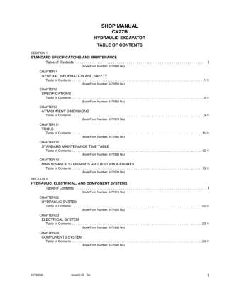 CASE CX27B Hydraulic Excavator Service Repair Manual Instant Download