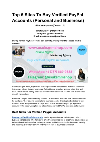 Top 5 Sites To Buy Verified PayPal Accounts (Personal and Business)