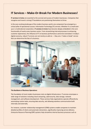 IT Services – Make-Or-Break For Modern Businesses!