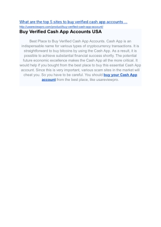 What are the top 5 sites to buy verified cash app accounts ...