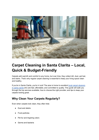 Post 11 - Carpet Cleaning in Santa Clarita – Local, Quick & Budget-Friendly