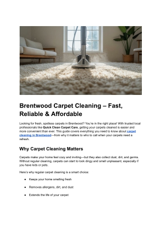 Post 12 - Brentwood Carpet Cleaning – Fast, Reliable & Affordable