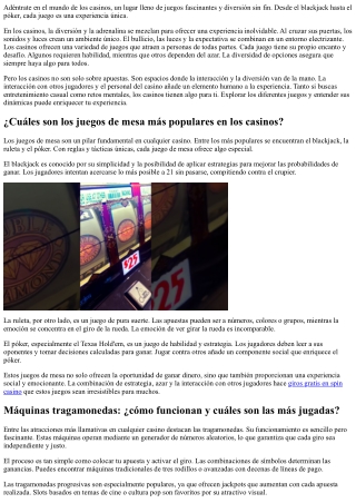 Descubre Los Tipos De Juegos De Casino - Ejemplos De Juegos Populares
